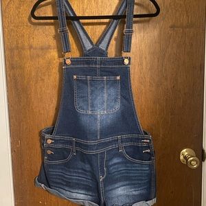 Denim overall shorts